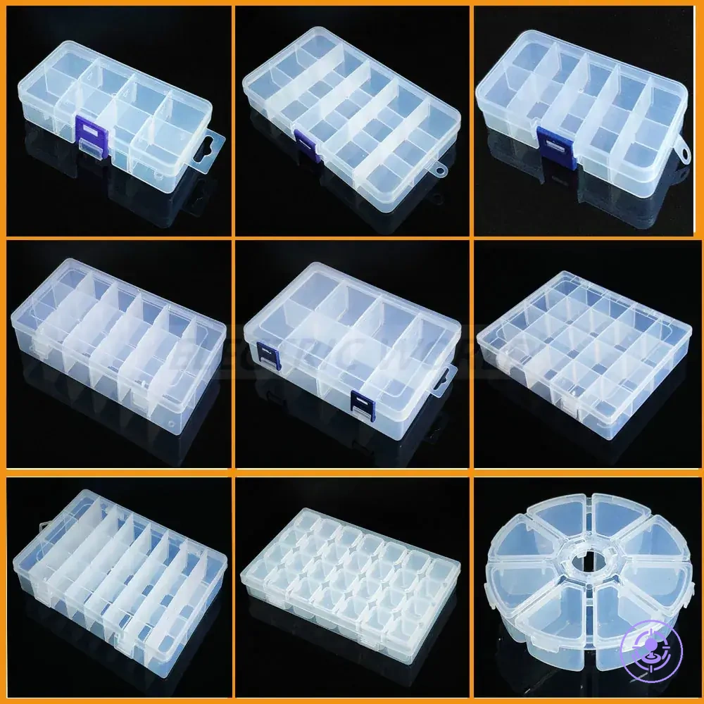 Transparente Box mit Fächern für Kleinteile