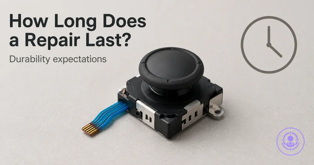 Joy-Con drift repair kit replacement joystick module shown to illustrate durability expectations after repair