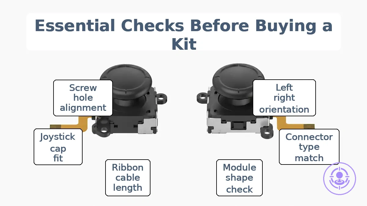 Diagram showing left and right Joy-Con module shapes and connector positions for compatibility comparison.
