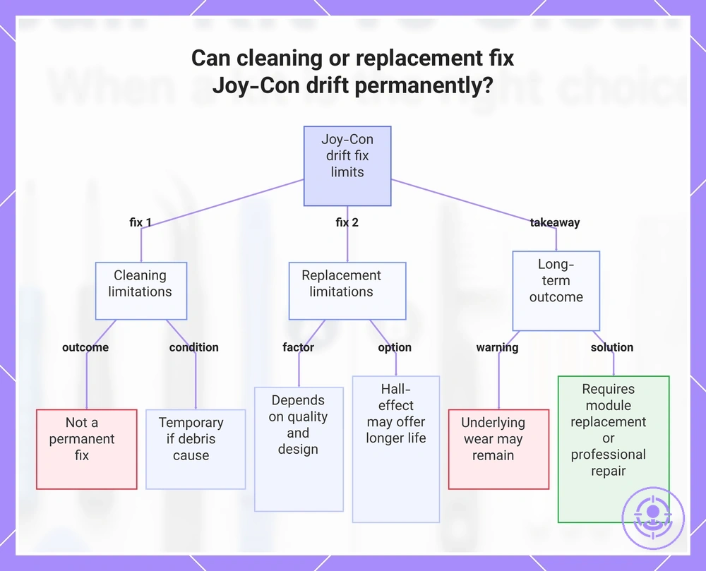 Can cleaning or replacement fix Joy-Con drift permanently?