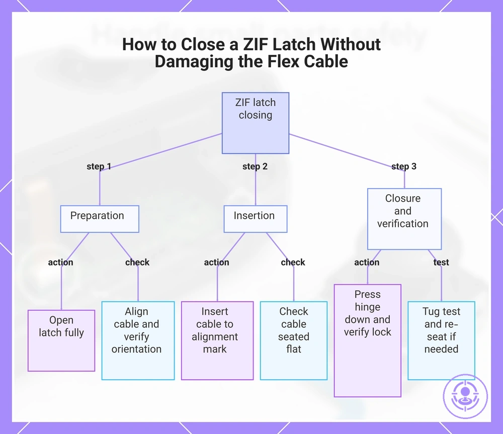 How to Close a ZIF Latch Without Damaging the Flex Cable
