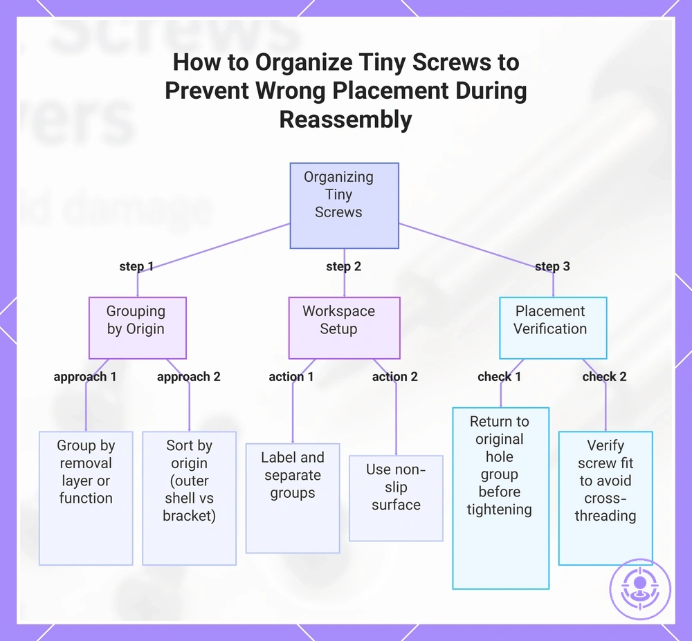 How to Organize Tiny Screws to Prevent Wrong Placement During Reassembly