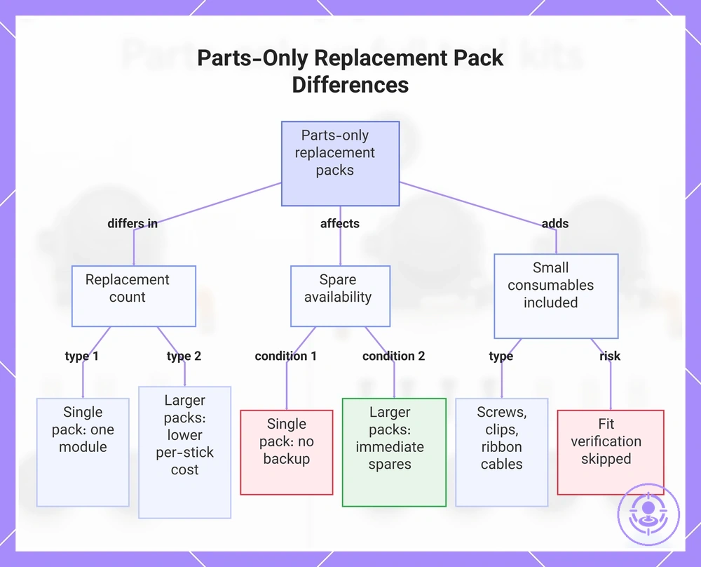 Parts-Only Replacement Pack Differences