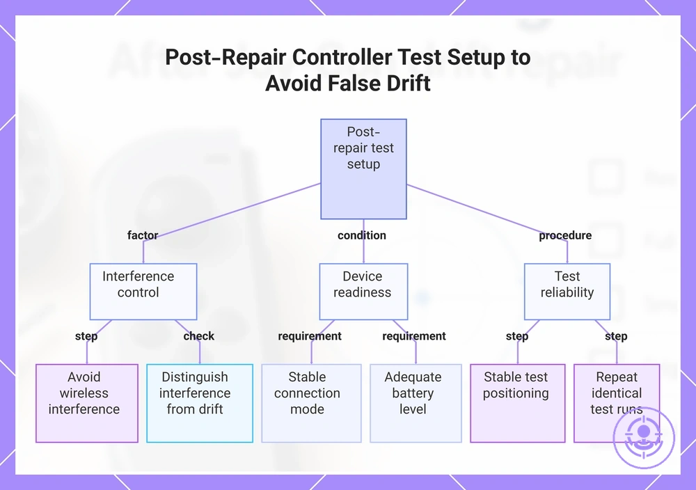 Post-Repair Controller Test Setup to Avoid False Drift