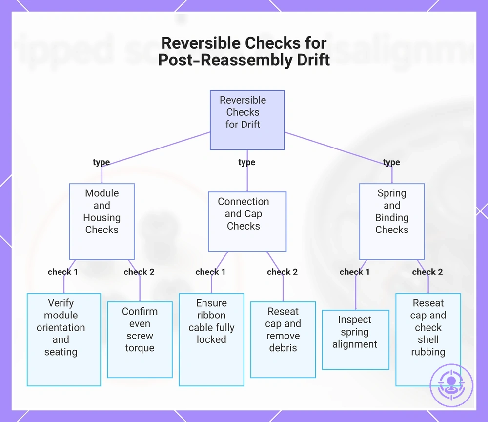 Reversible Checks for Post-Reassembly Drift