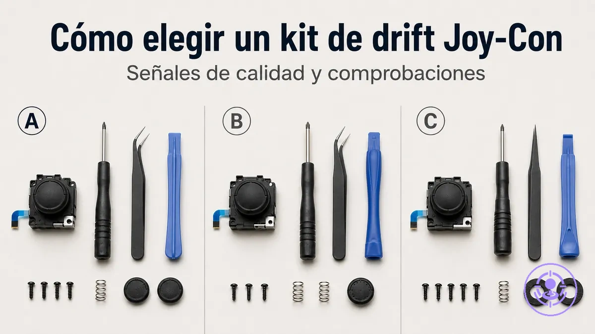 Comparación de kits de reparación del drift de Joy-Con con diferentes contenidos para evaluar calidad y ajuste