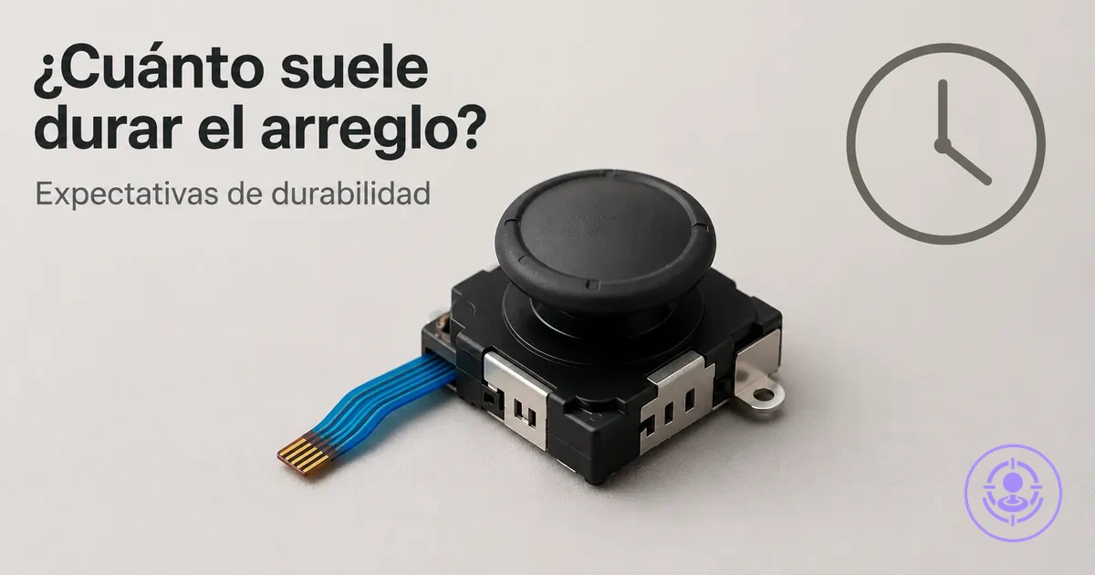 Módulo de joystick de repuesto para Joy-Con usado para explicar expectativas de durabilidad tras la reparación