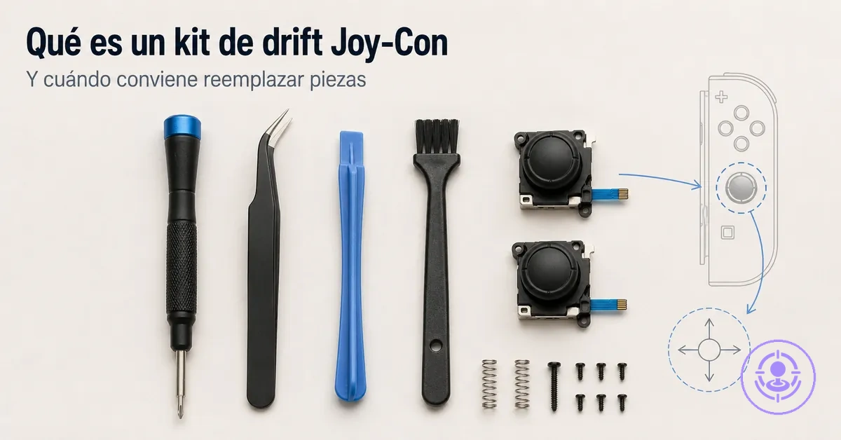 Piezas de un kit de reparación del drift de Joy-Con para explicar para qué sirve y cuándo hace falta sustituir piezas