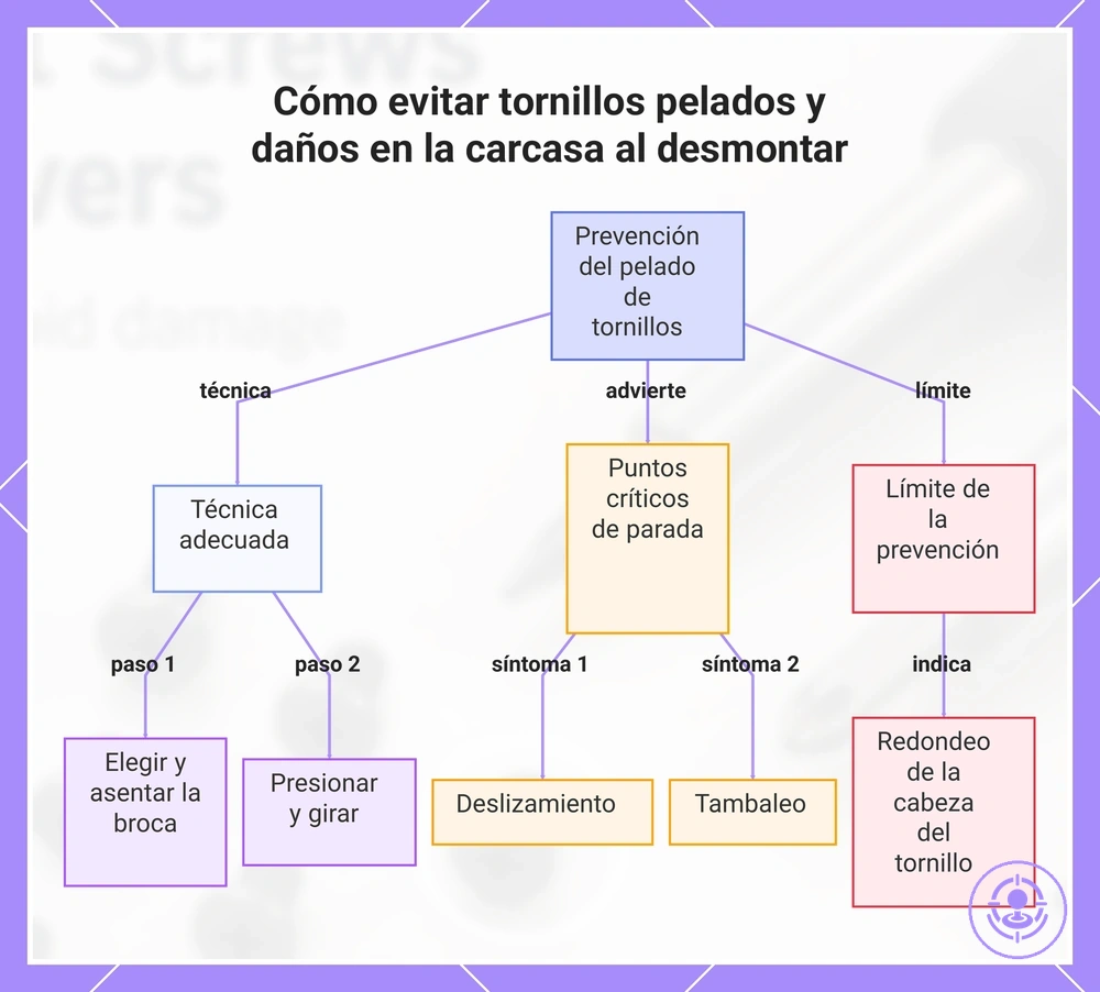 Cómo evitar tornillos pelados y daños en la carcasa al desmontar