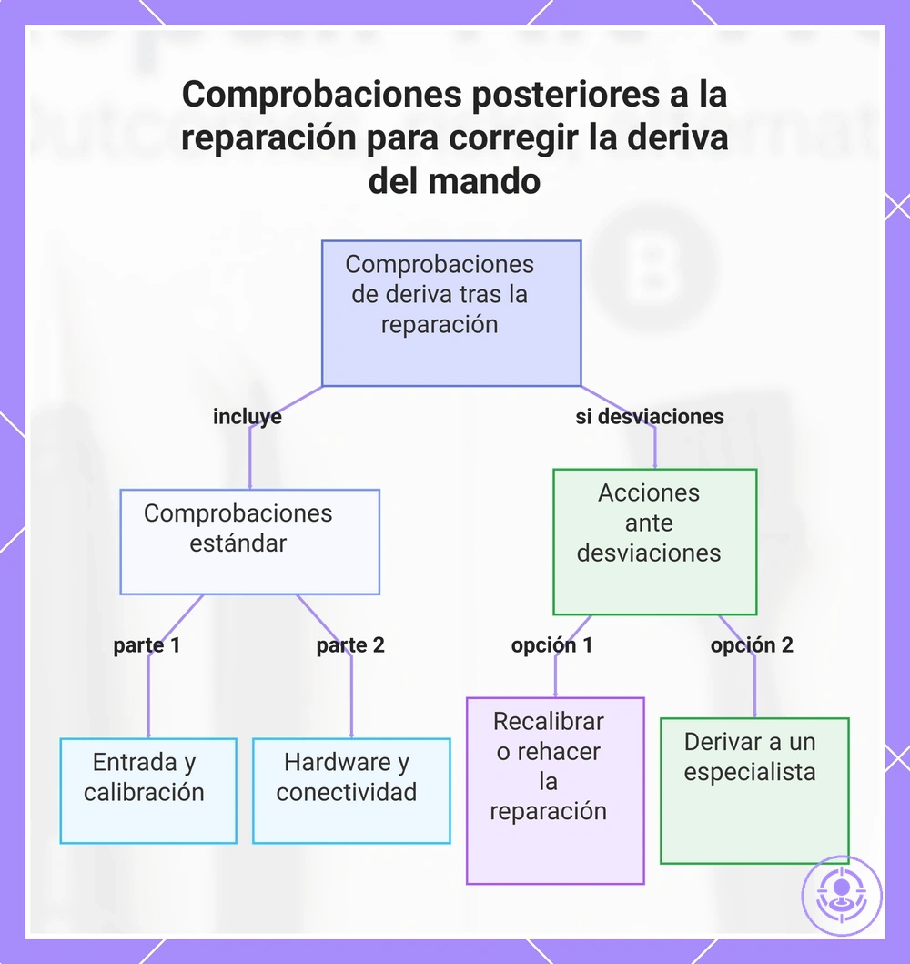 Comprobaciones posteriores a la reparación para corregir la deriva del mando