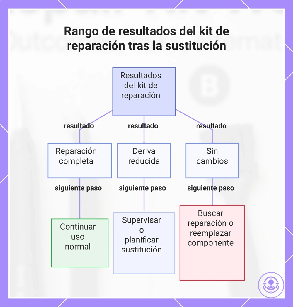 Rango de resultados del kit de reparación tras la sustitución