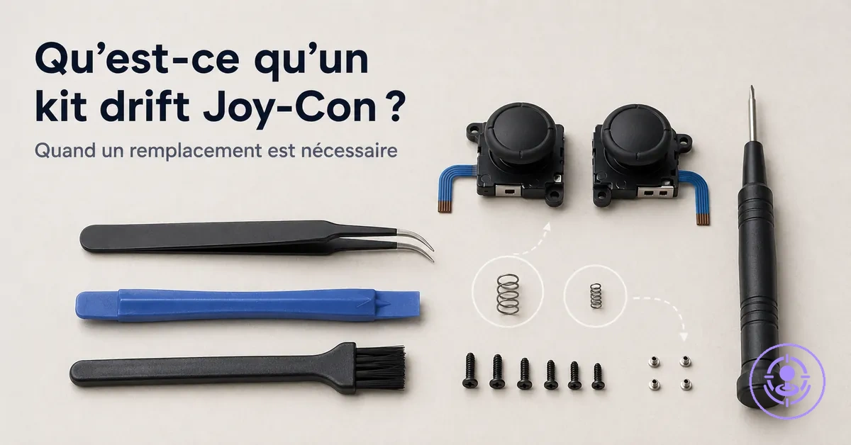 Éléments d’un kit de réparation du drift des Joy-Con pour expliquer son usage et les cas où un remplacement est nécessaire