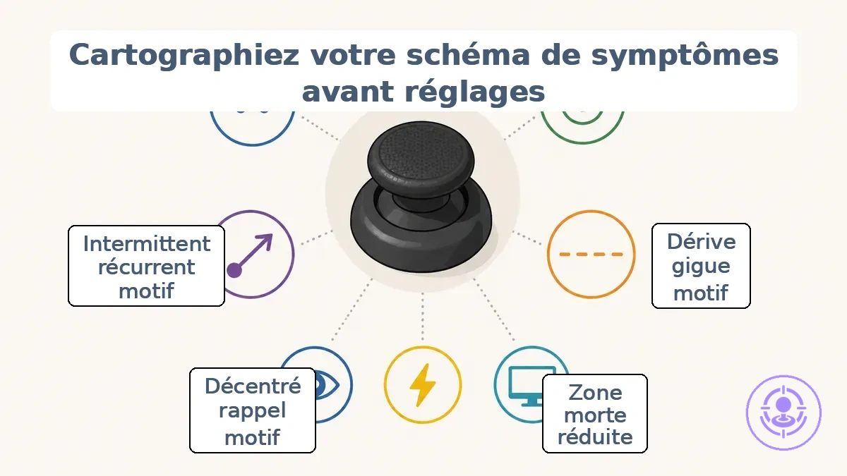 Liste de vérification de classification du schéma de symptômes pour le drift du stick Joy-Con, les zones mortes et les problèmes de décentrage