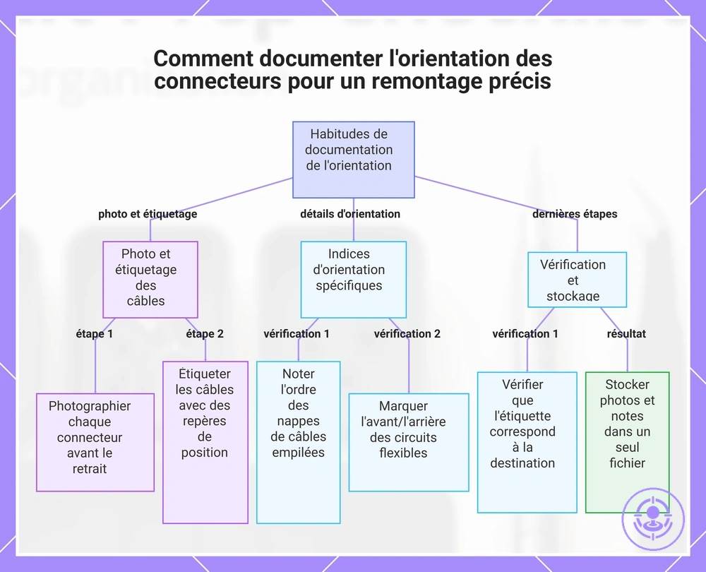 Comment documenter l'orientation des connecteurs pour un remontage précis
