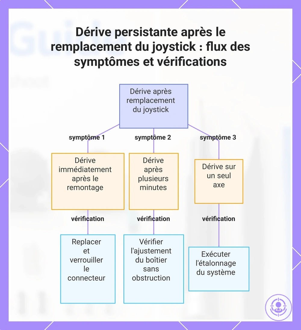 Dérive persistante après le remplacement du joystick : flux des symptômes et vérifications