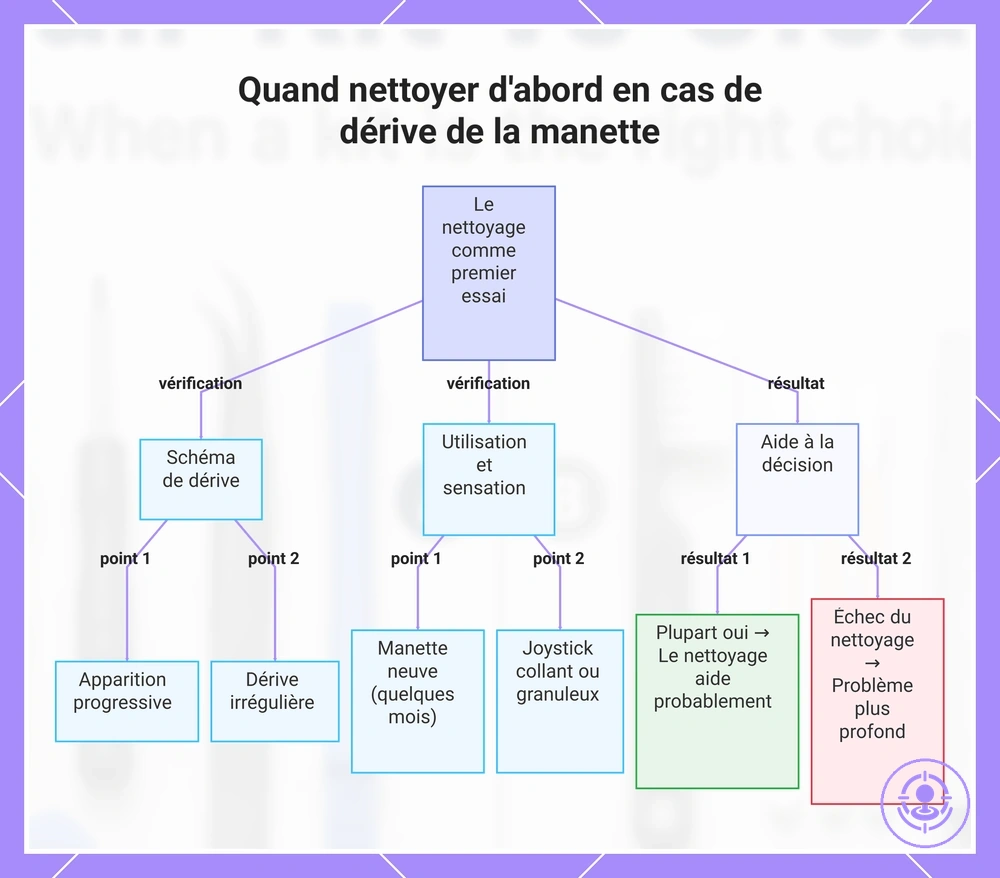 Quand nettoyer d'abord en cas de dérive de la manette