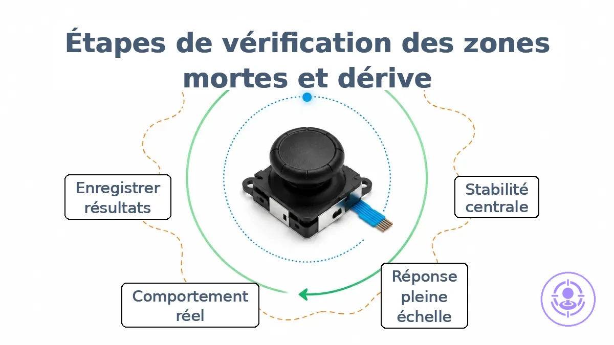 Diagramme illustrant les tests de vérification de la zone morte et du drift après installation du kit de réparation.