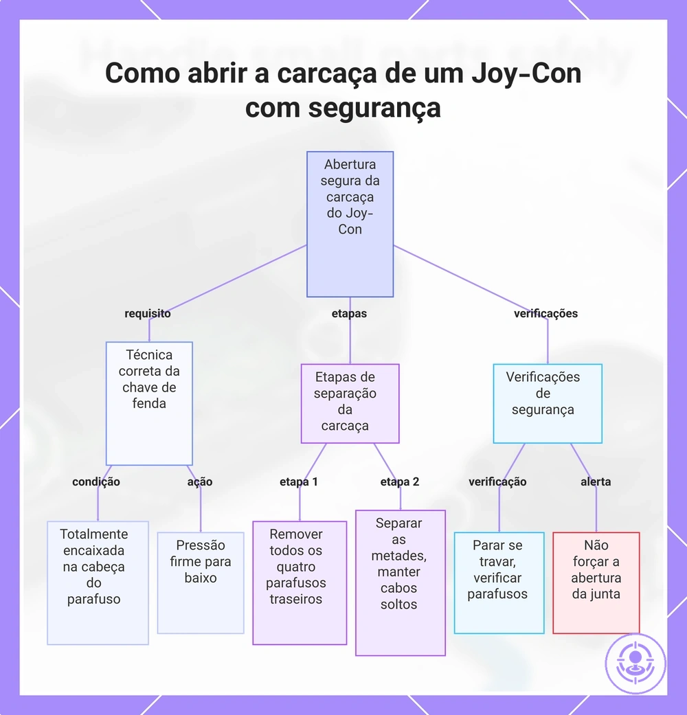 Como abrir a carcaça de um Joy-Con com segurança