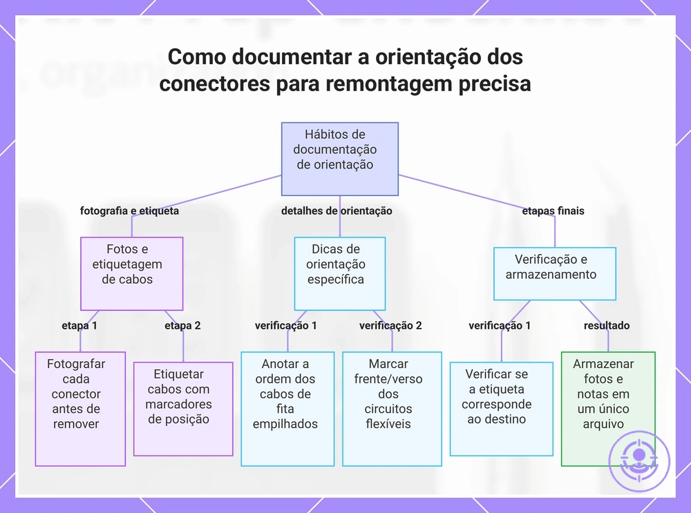 Como documentar a orientação dos conectores para remontagem precisa