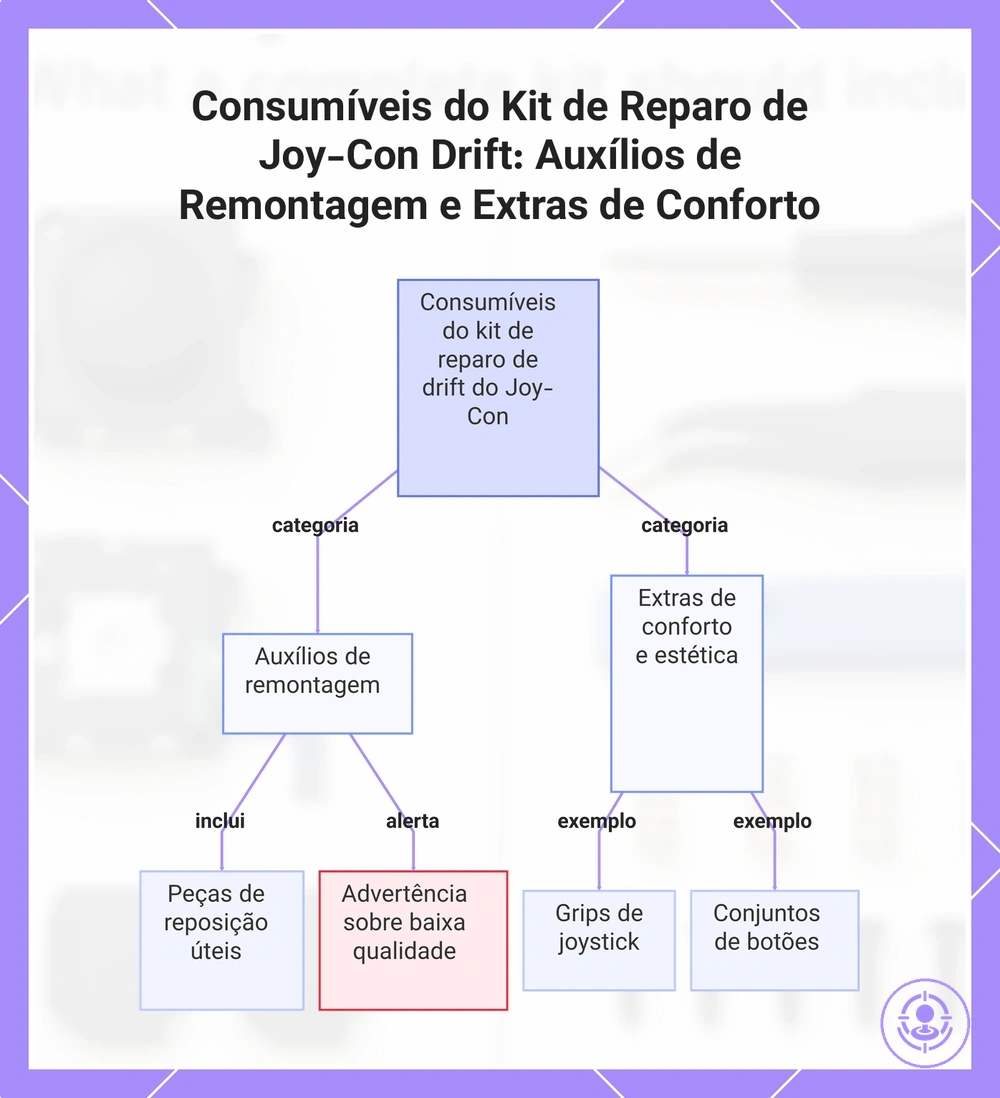 Consumíveis do Kit de Reparo de Joy-Con Drift: Auxílios de Remontagem e Extras de Conforto