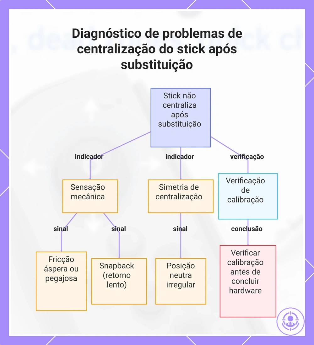 Diagnóstico de problemas de centralização do stick após substituição