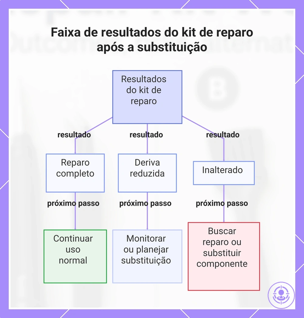 Faixa de resultados do kit de reparo após a substituição