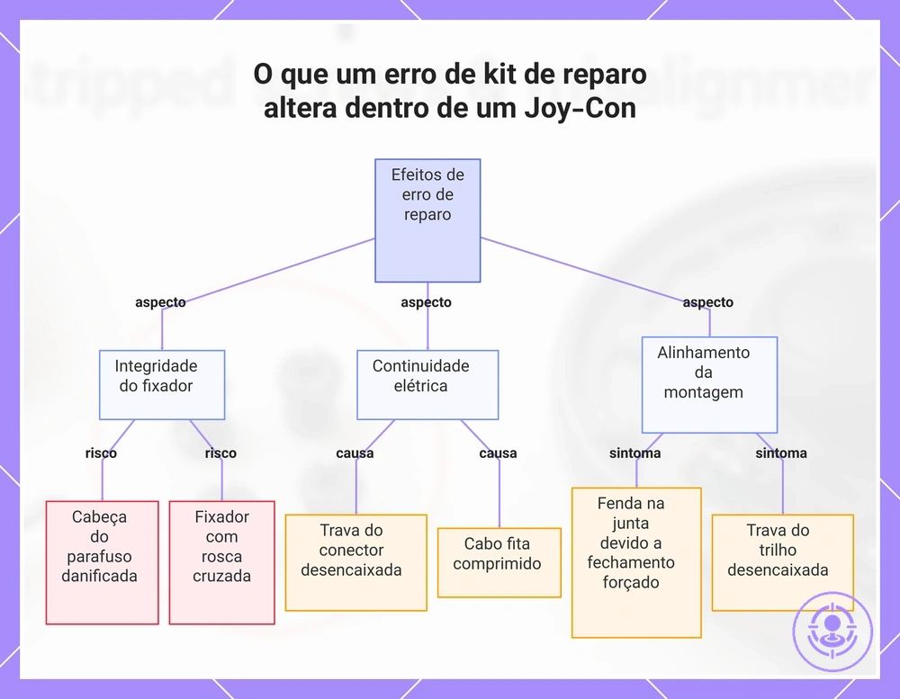 O que um erro de kit de reparo altera dentro de um Joy-Con