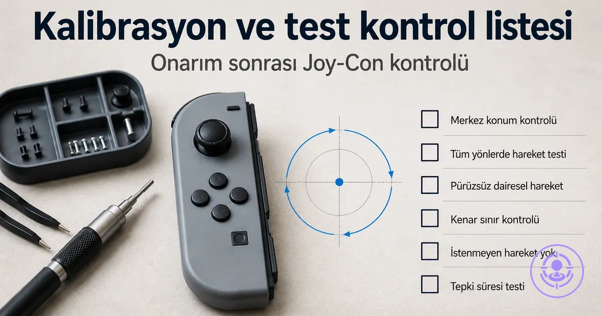 Joy-Con drift onarımı sonrası kalibrasyon ve test kontrol listesi; hareket kontrollerini doğrulamak için