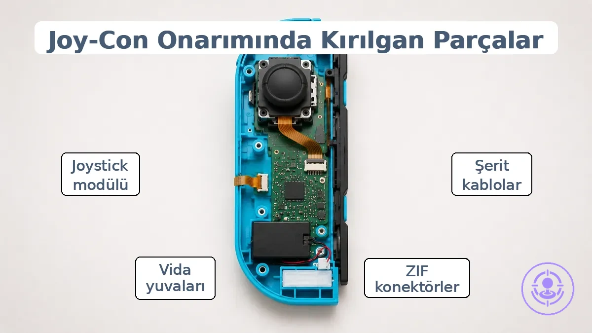 Joy-Con iç kırılgan parçalar, DIY drift onarım riski ile ilgili.