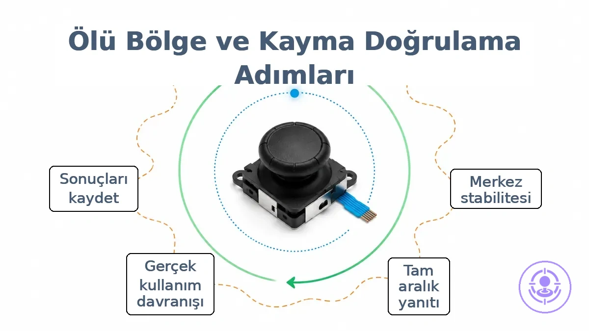 Onarım kiti kurulumundan sonra ölü bölge ve drift doğrulama testlerini gösteren diyagram.