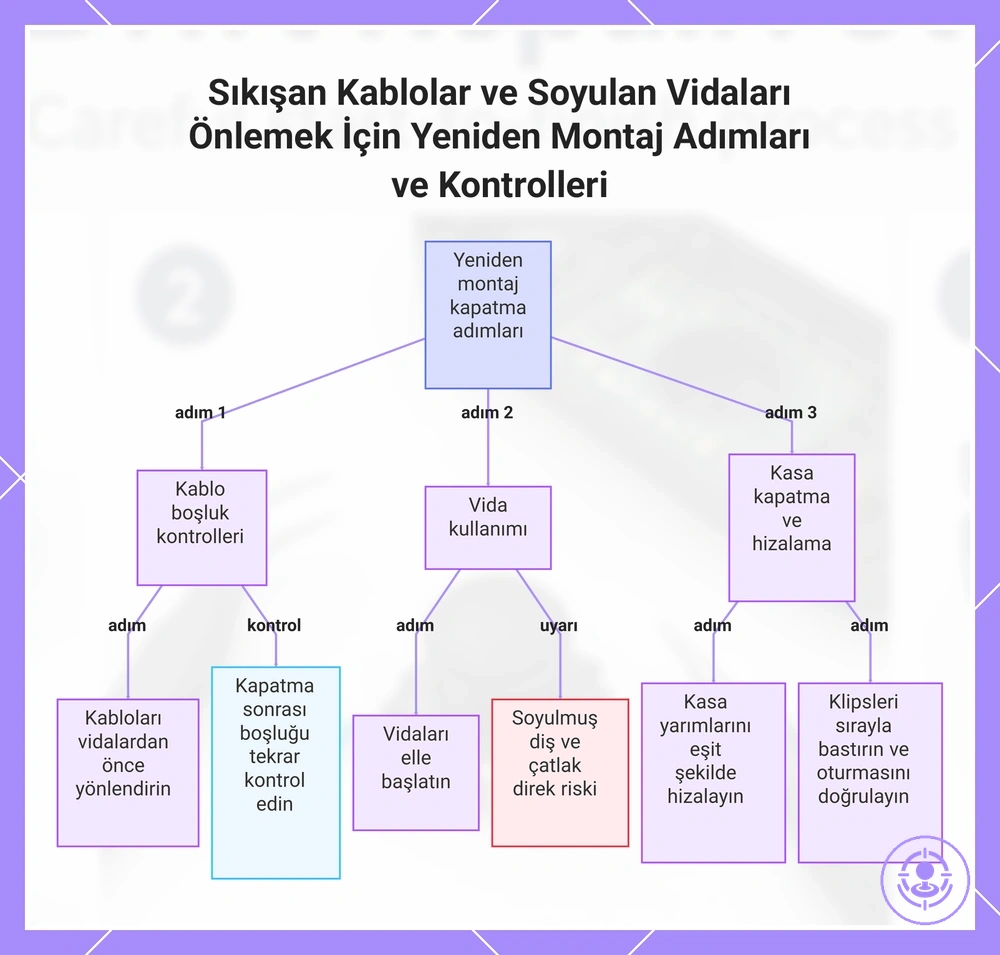 Sıkışan Kablolar ve Soyulan Vidaları Önlemek İçin Yeniden Montaj Adımları ve Kontrolleri