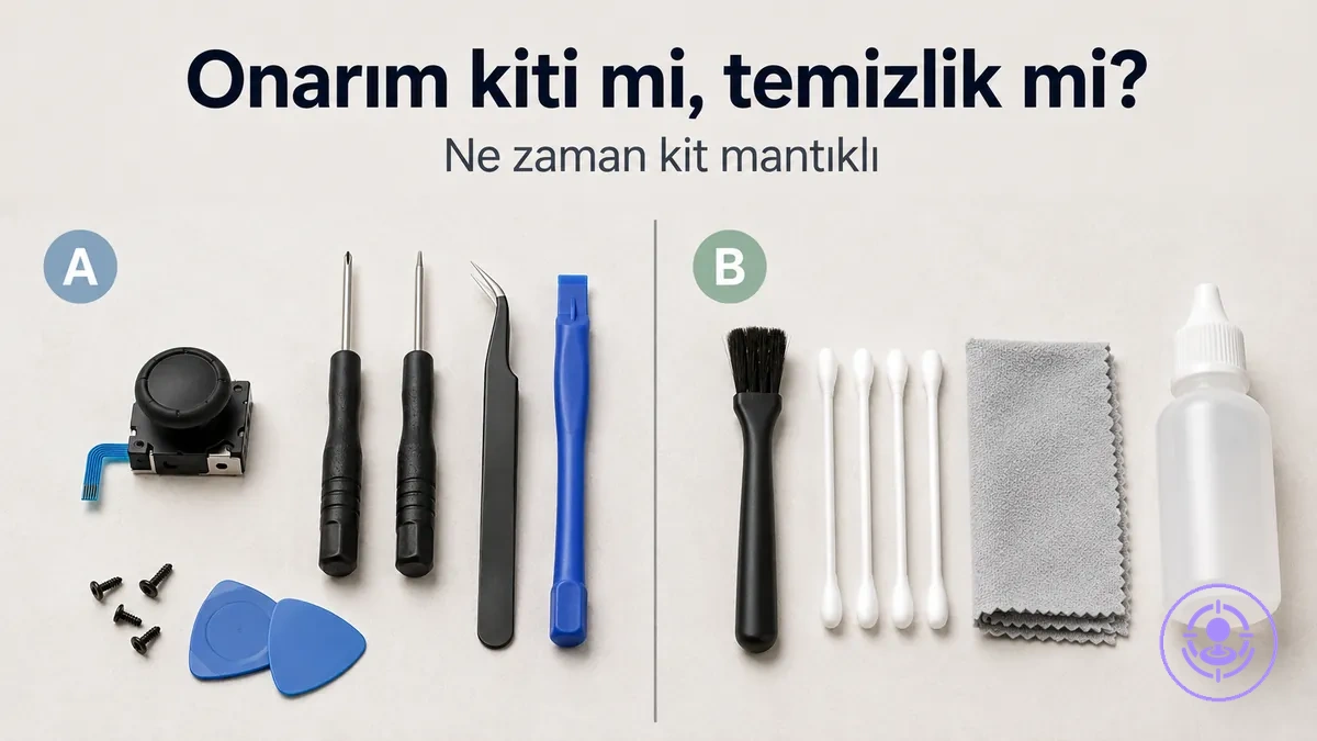 Joy-Con drift onarım kiti ve temizlik ürünleri; ne zaman parça değişimi daha uygun olur göstermek için